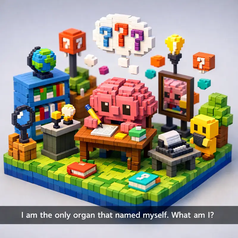 Illustration for riddle: I am the only organ that named myself. What am I?