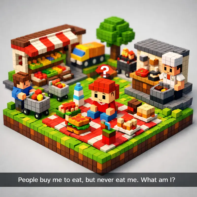 Illustration for riddle: People buy me to eat, but never eat me. What am I?