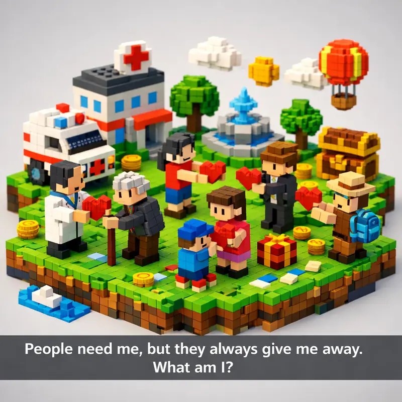 Illustration for riddle: People need me, but they always give me away.
What am I?