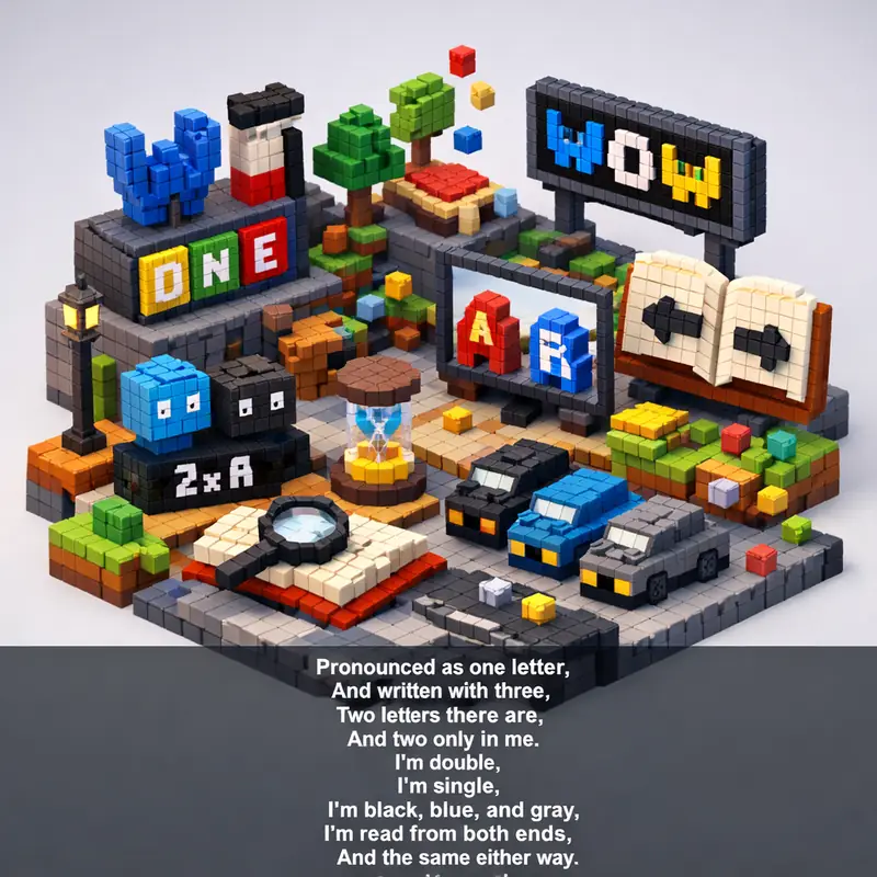 Illustration for riddle: Pronounced as one letter,
And written with three,
Two letters there are,
And two only in me.
I'm