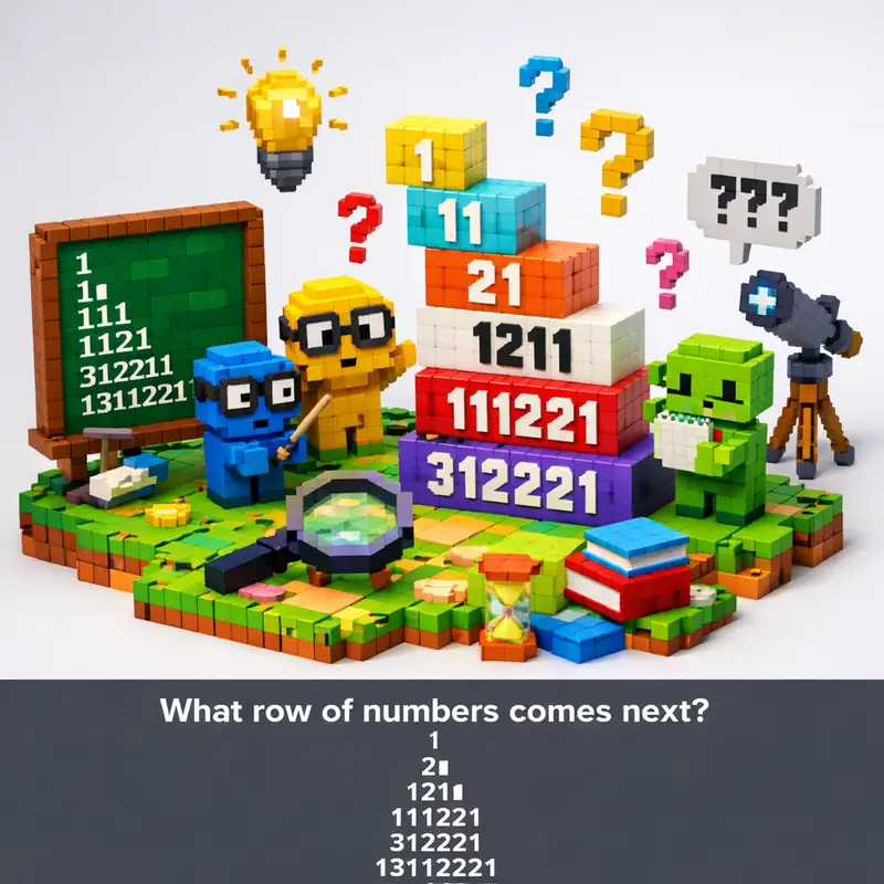 Illustration for riddle: What row of numbers comes next?
1
11
21
1211
111221
312211
13112221