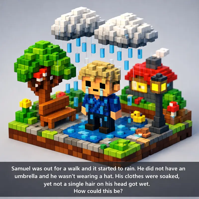 Samuel was out for a walk and it started to rain. He did not have an umbrella an...