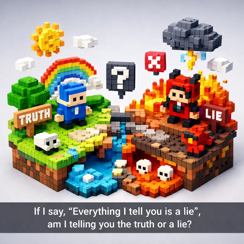 Illustration for riddle: If I say, "Everything I tell you is a lie", am I telling you the truth or a lie?