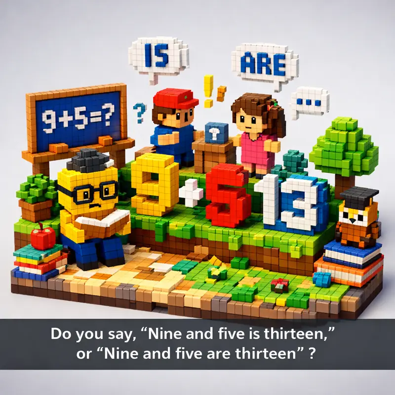 Do you say, "Nine and five is thirteen," or "Nine and five are thirteen" ?