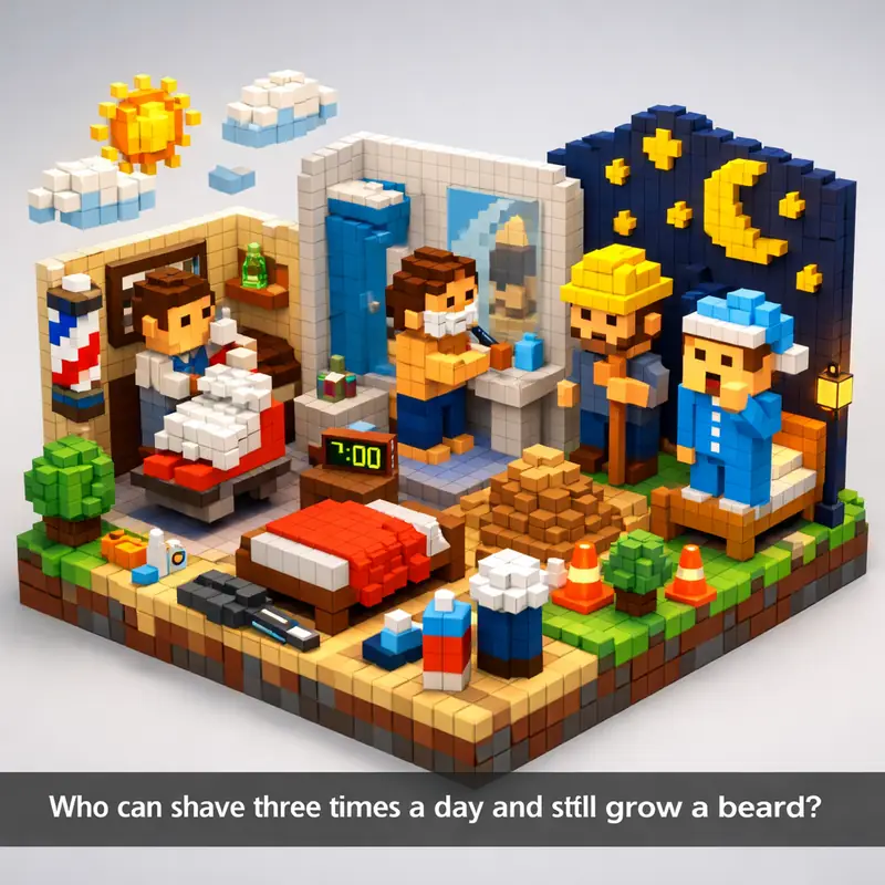 Illustration for riddle: Who can shave three times a day and still grow a beard?