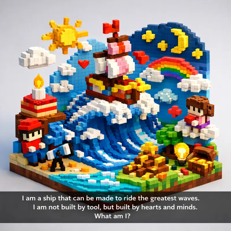 I am a ship that can be made to ride the greatest waves. I am not built by tool,...