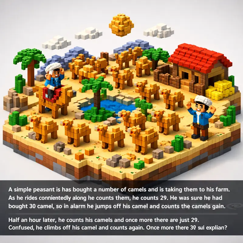 A simple peasant is has bought a number of camels and is taking them to his farm...