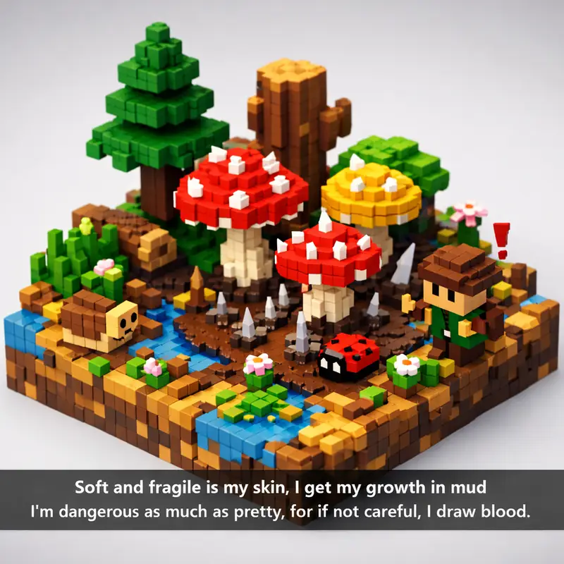 Illustration for riddle: Soft and fragile is my skin, I get my growth in mud
I'm dangerous as much as pretty, for if not care