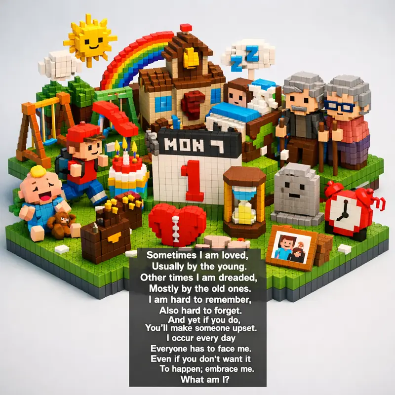 Illustration for riddle: Sometimes I am loved,
Usually by the young.
Other times I am dreaded,
Mostly by the old ones.
I am h