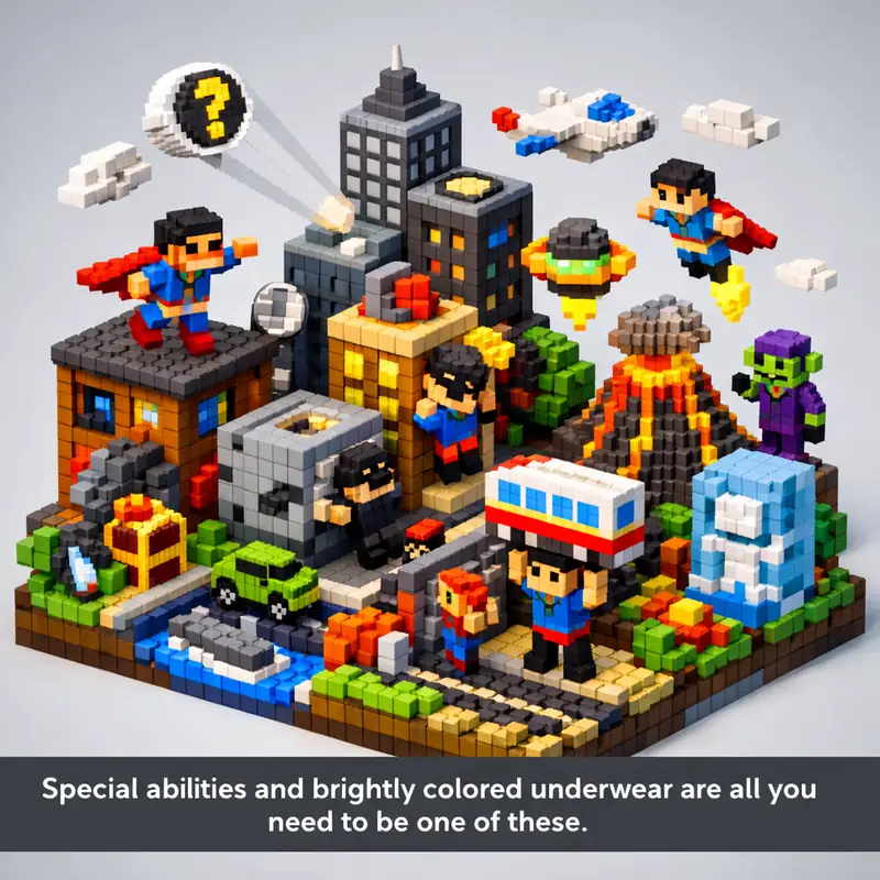 Illustration for riddle: Special abilities and brightly colored underwear are all you need to be one of these.