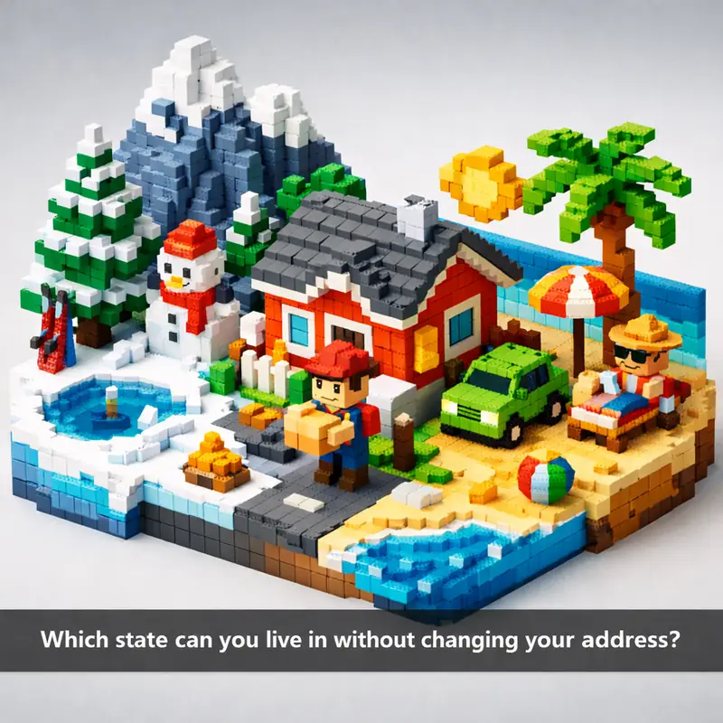 Illustration for riddle: Which state can you live in without changing your address?