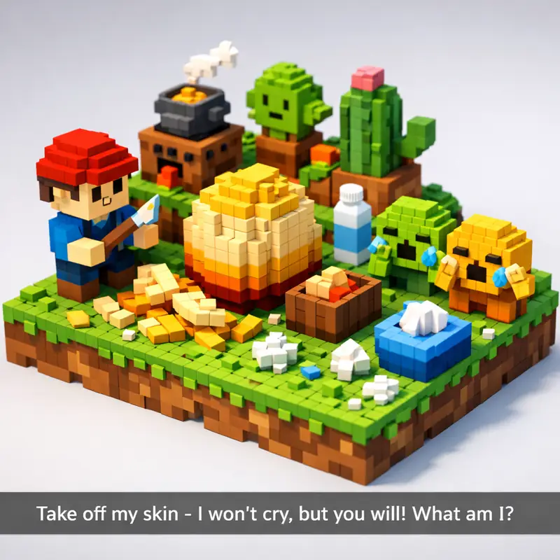 Take off my skin - I won't cry, but you will! What am I?