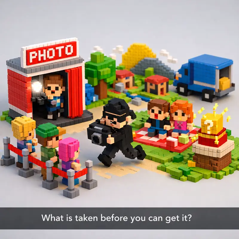 Illustration for riddle: What is taken before you can get it?