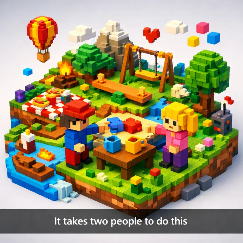 Illustration for riddle: It takes two people to do this