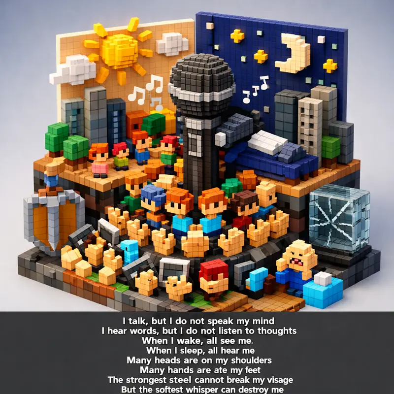 Illustration for riddle: I talk, but I do not speak my mind
I hear words, but I do not listen to thoughts
When I wake, all se