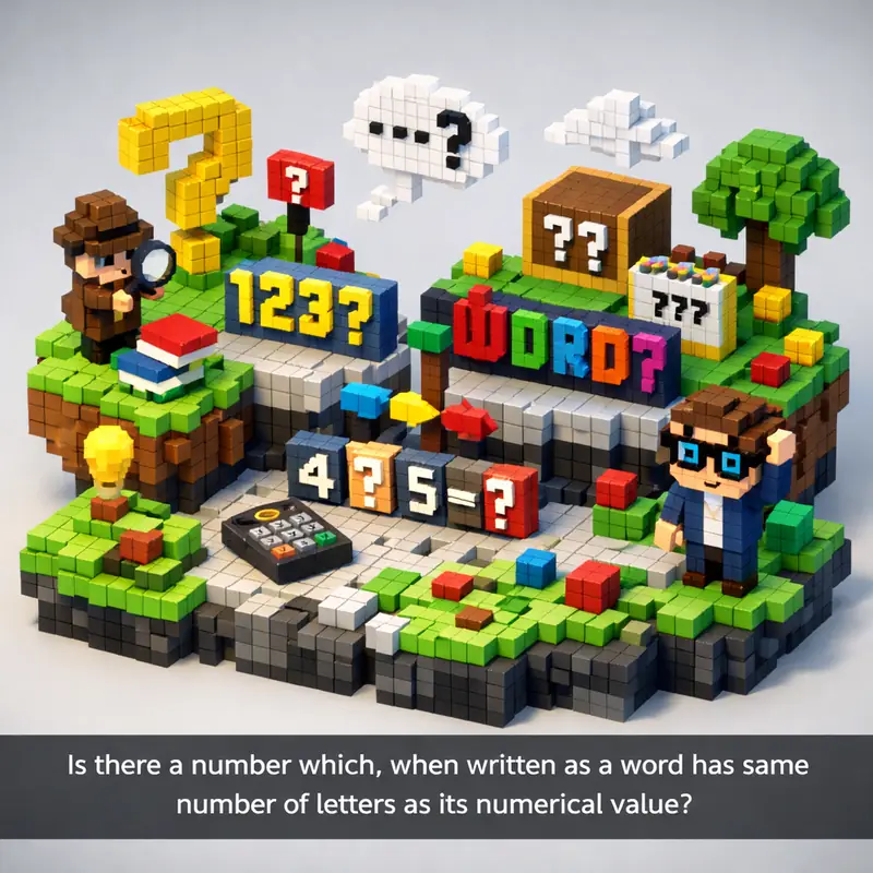 Illustration for riddle: Is there a number which, when written as a word has same number of letters as its numerical value?