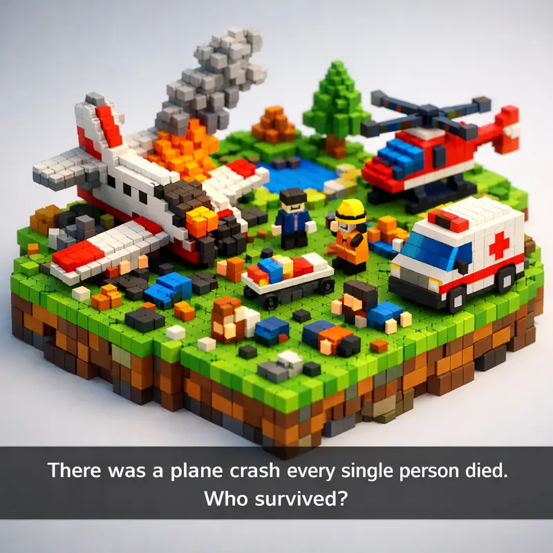 Illustration for riddle: There was a plane crash every single person died. Who survived?