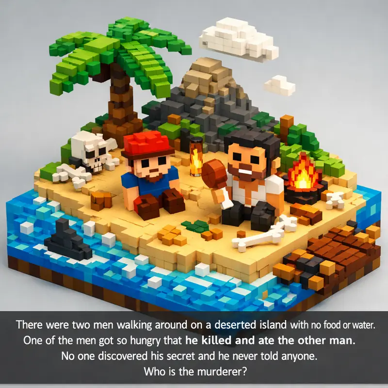 There were two men walking around on a deserted island with no food or water. On...