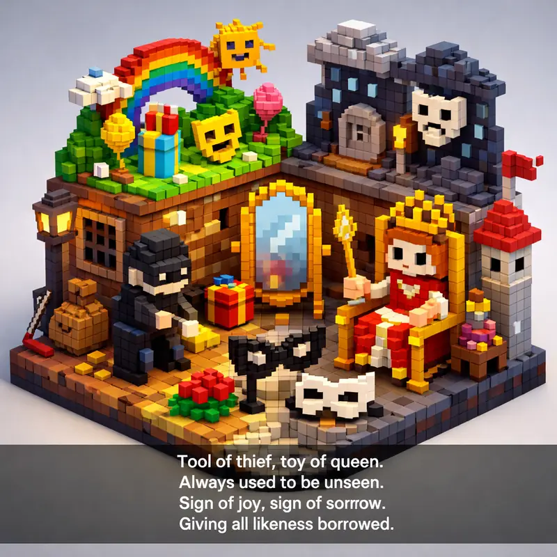 Tool of thief, toy of queen.
Always used to be unseen.
Sign of joy, sign of sorr...