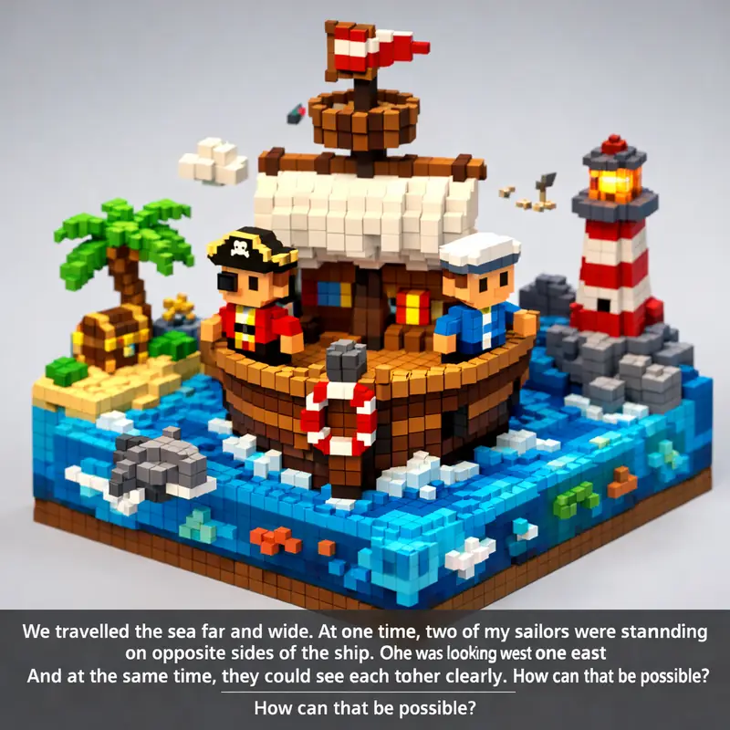 We travelled the sea far and wide. At one time, two of my sailors were standing...