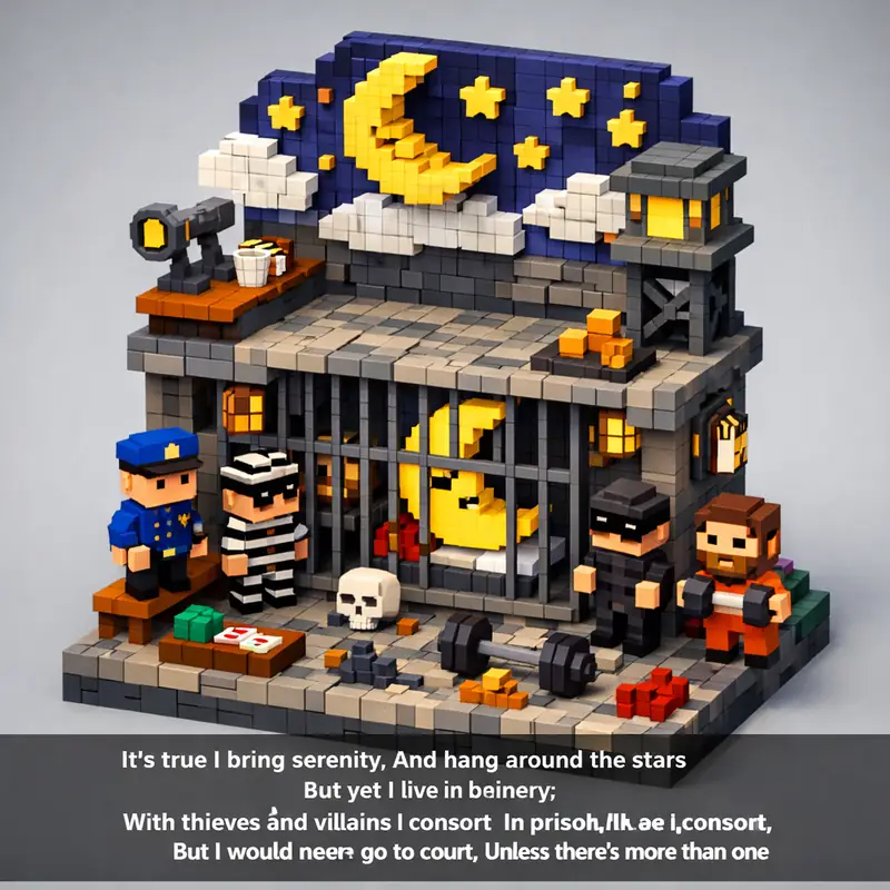 Illustration for riddle: It's true I bring serenity,
And hang around the stars
But yet I live in misery;
You'll find me behin