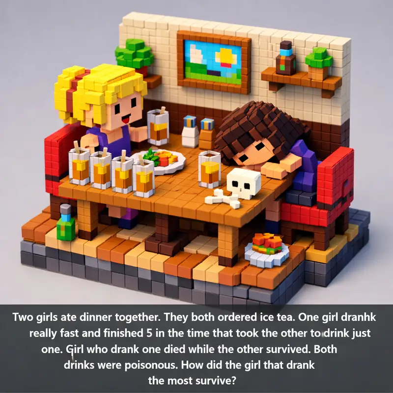 Two girls ate dinner together. They both ordered ice tea. One girl drank really...