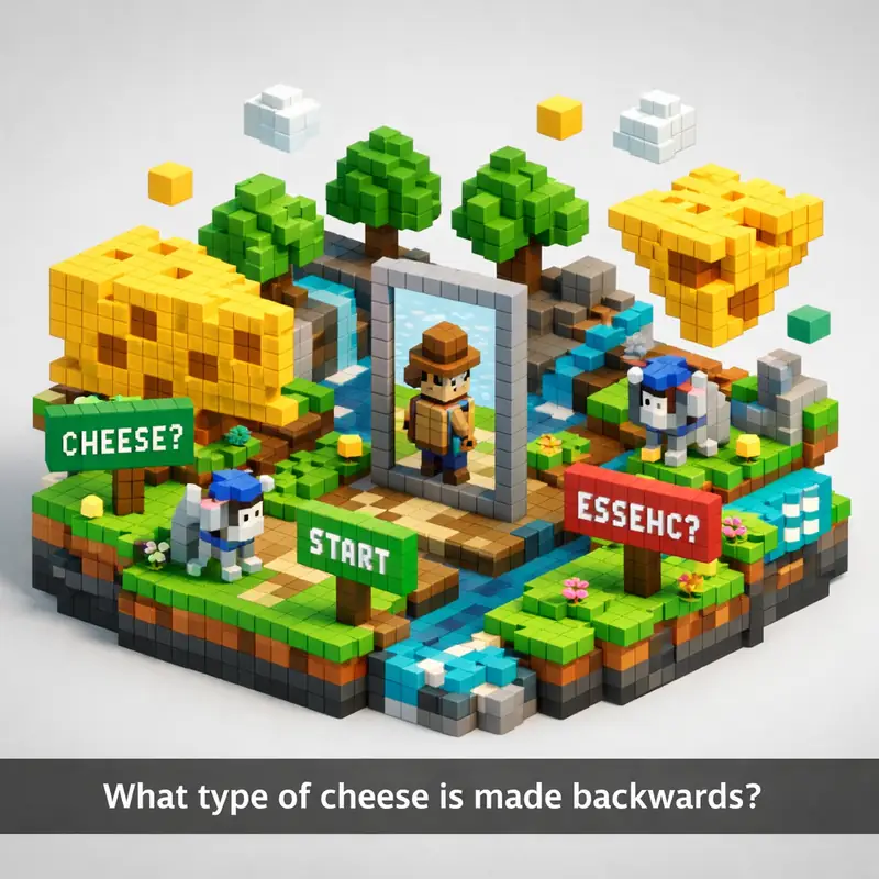 Illustration for riddle: What type of cheese is made backwards?