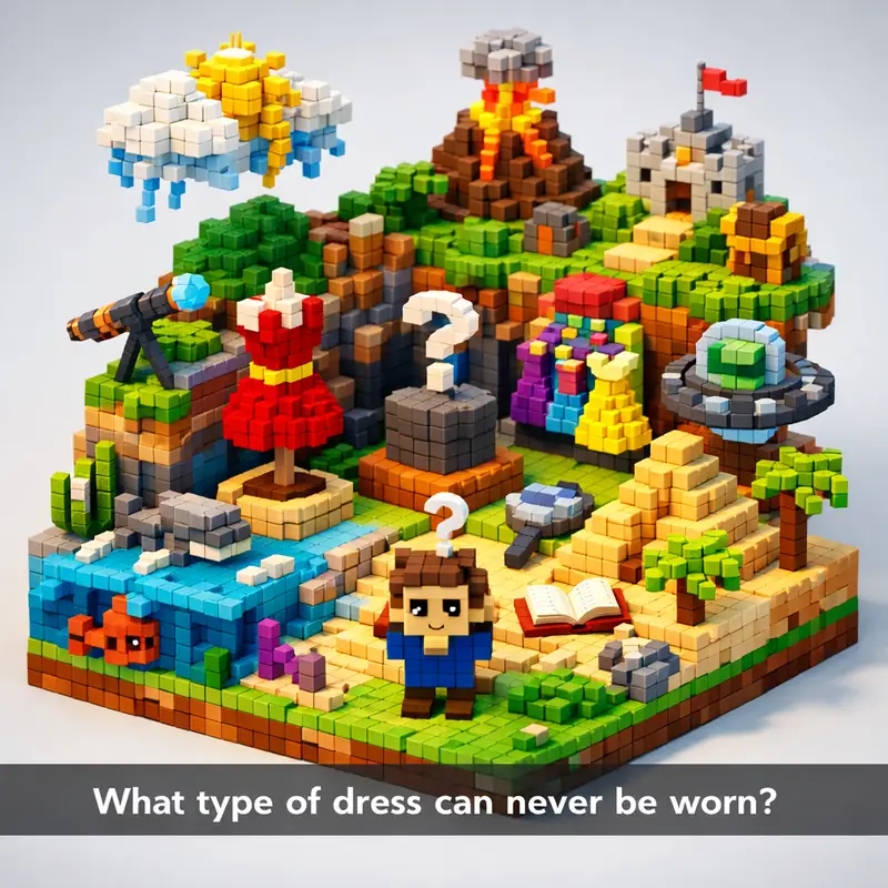 Illustration for riddle: What type of dress can never be worn?