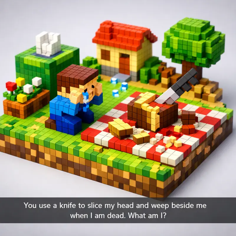 Illustration for riddle: You use a knife to slice my head and weep beside me when I am dead. What am I?