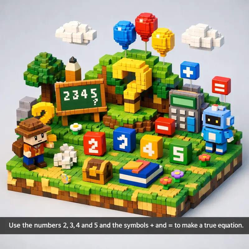 Use the numbers 2, 3, 4 and 5 and the symbols + and = to make a true equation.