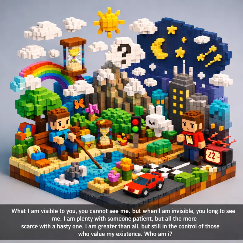 Illustration for riddle: What I am visible to you, you cannot see me, but when I am invisible, you long to see me. I am plent