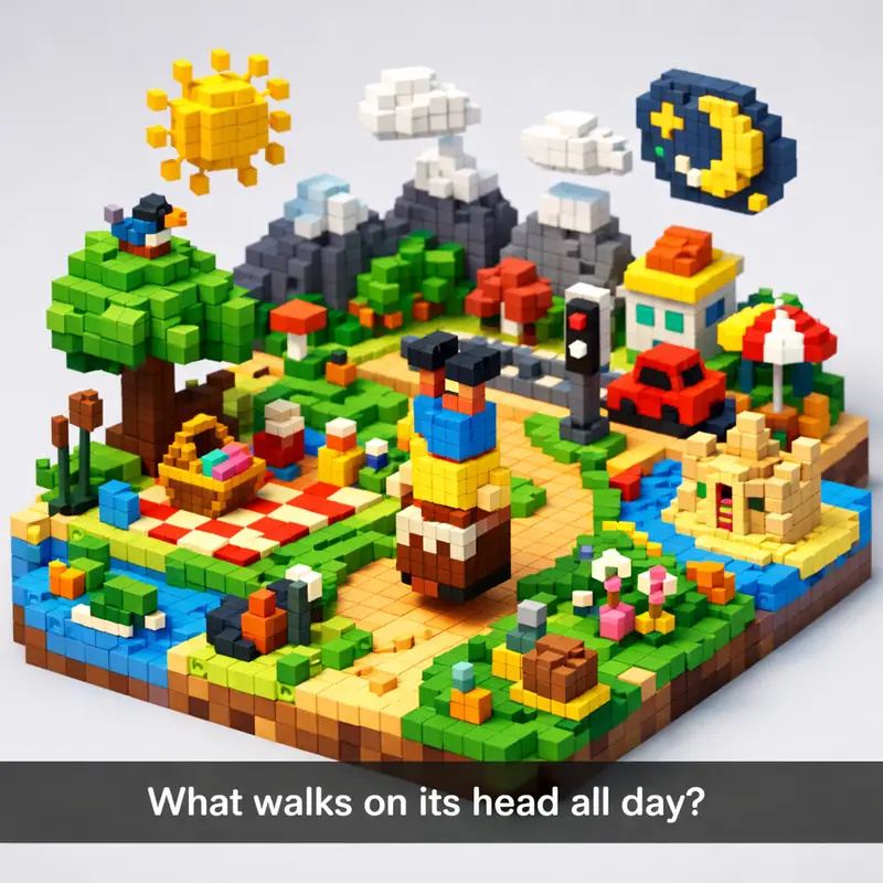 What walks on its head all day?