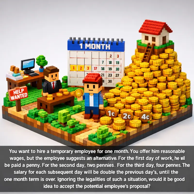 Illustration for riddle: You want to hire a temporary employee for one month. You offer him reasonable wages, but the employe