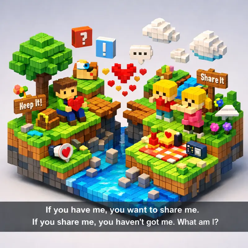 Illustration for riddle: If you have me, you want to share me. If you share me, you haven't got me. What am I?